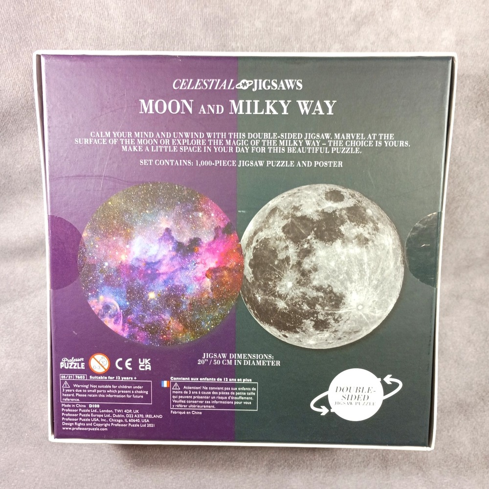 Celestial Jigsaw Puzzle Moon & Milky Way Double Sided 1000 Pc 20" Circular (NEW) - Picture 4 of 5